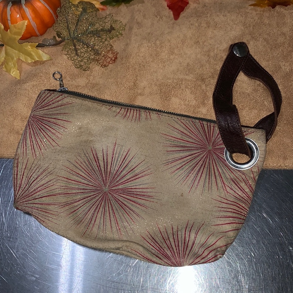 🌻🌻🌻 BOG2 SALE ITEM! BOHO Leather Cosmetic Bag with Leather Strap with a Snap